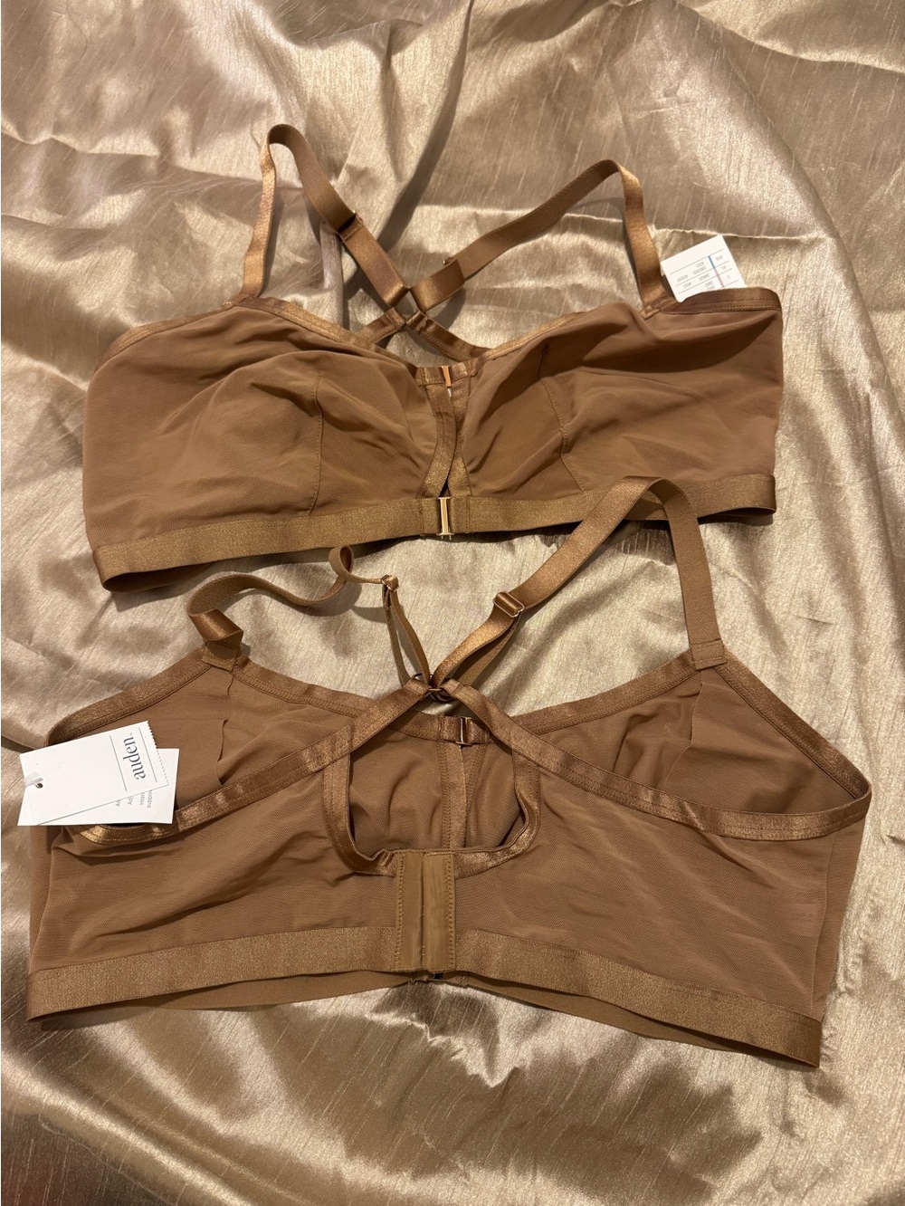 Auden Elegant Wireless Strappy Bralette in Brown 2pcs